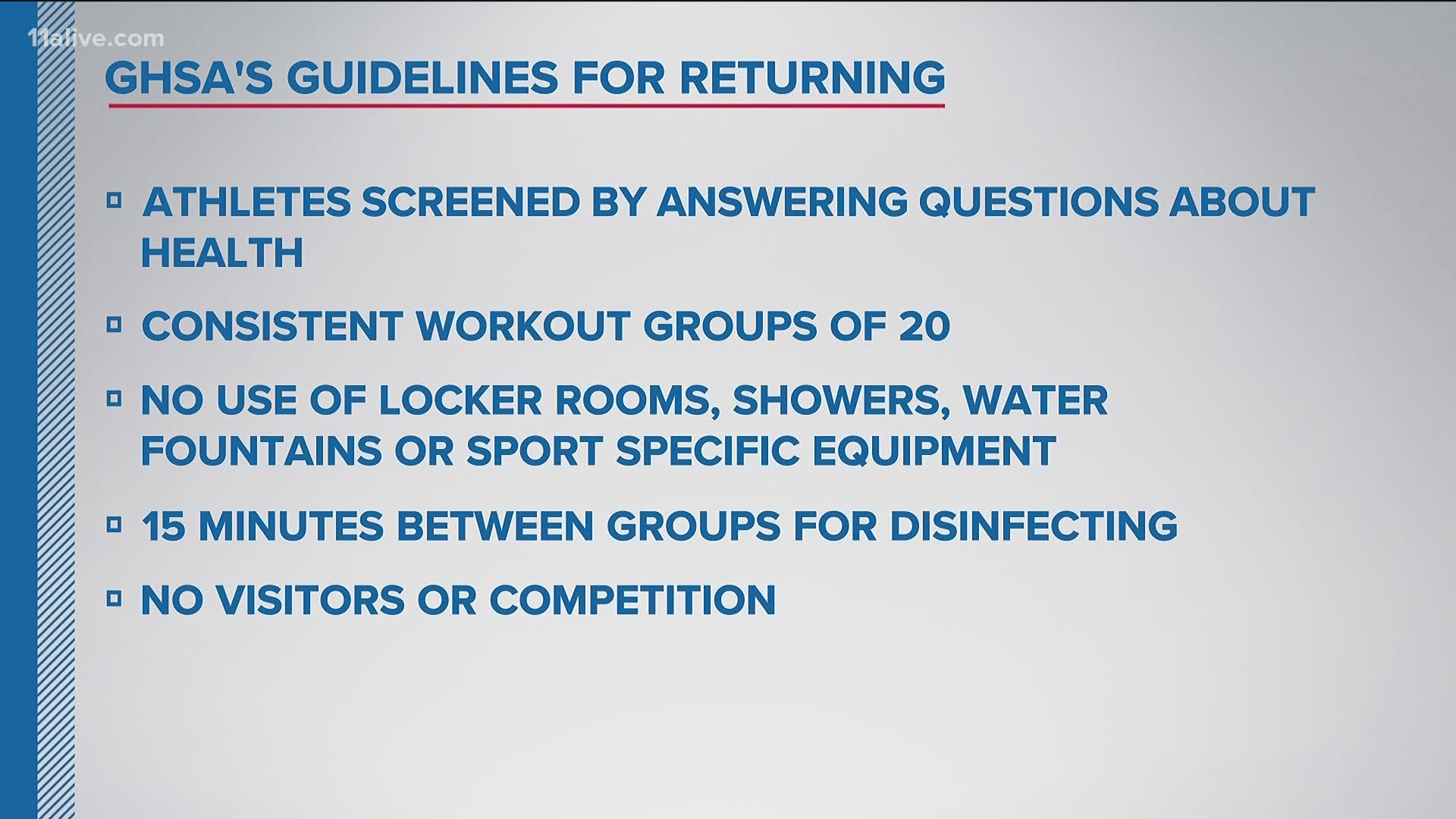 The Georgia High School Association (GHSA) is allowing schools to resume activities limited to workouts and conditioning beginning June 8