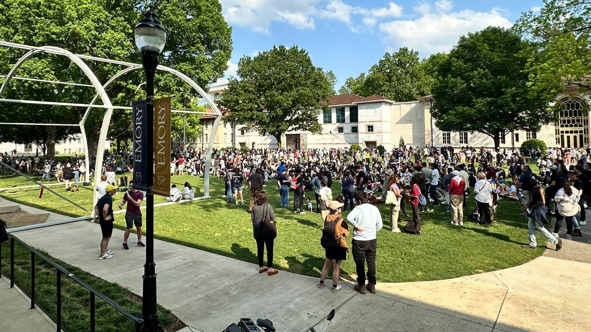 A student rally took place on Friday evening.