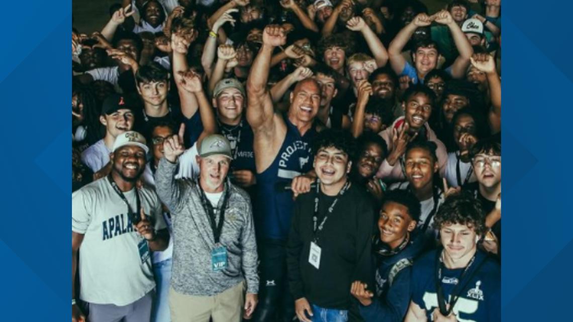 Apalachee High School football team meets The Rock
