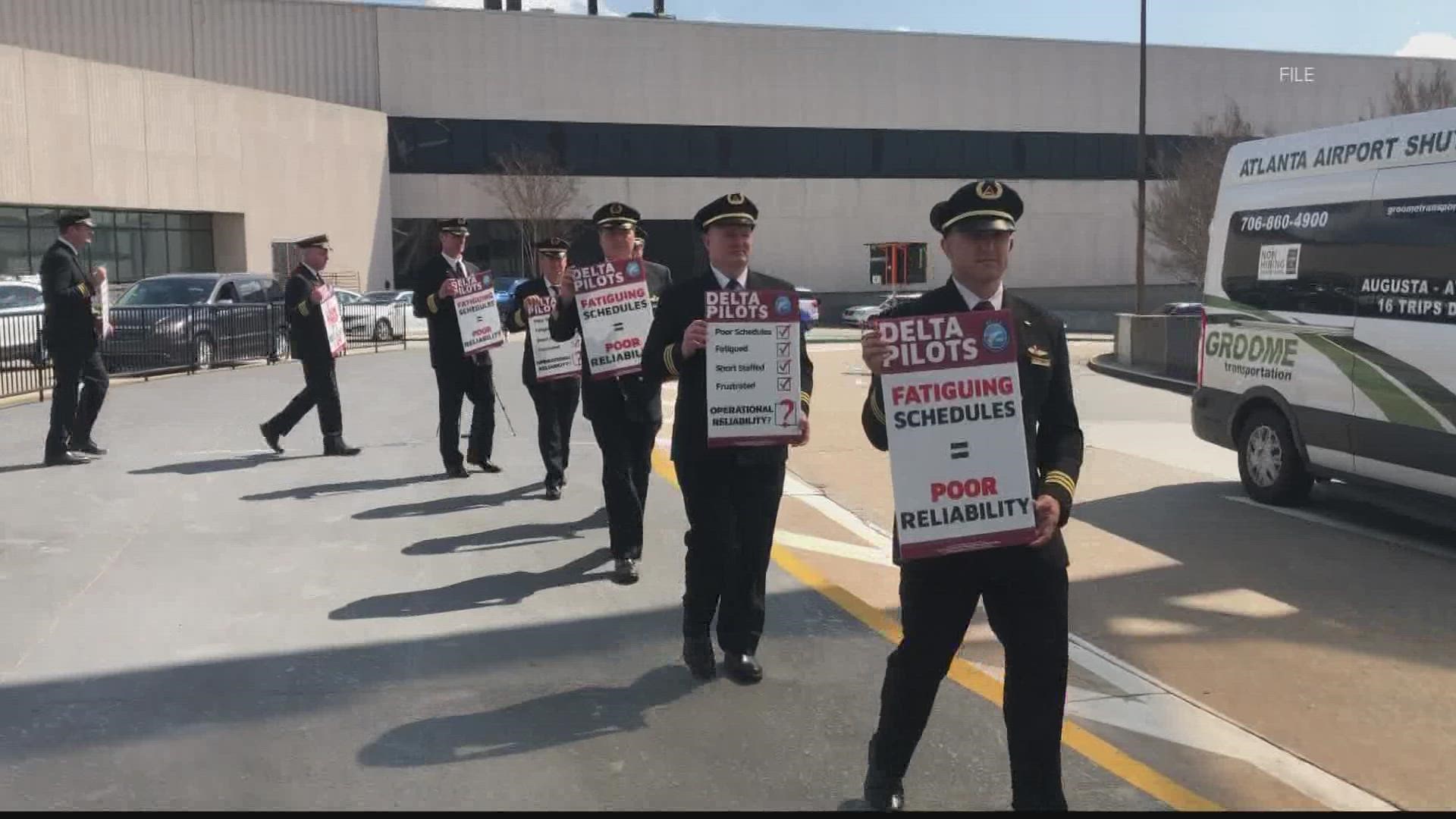 Pilots with Delta Air Lines plan to picket at airports -- including in Atlanta -- this Thursday, according to the Air Line Pilot Association, International.