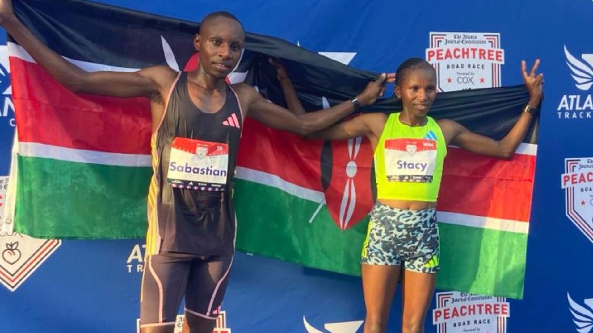 AJC Peachtree Road Race winners Sabastian Sawe Stacy Ndiwa