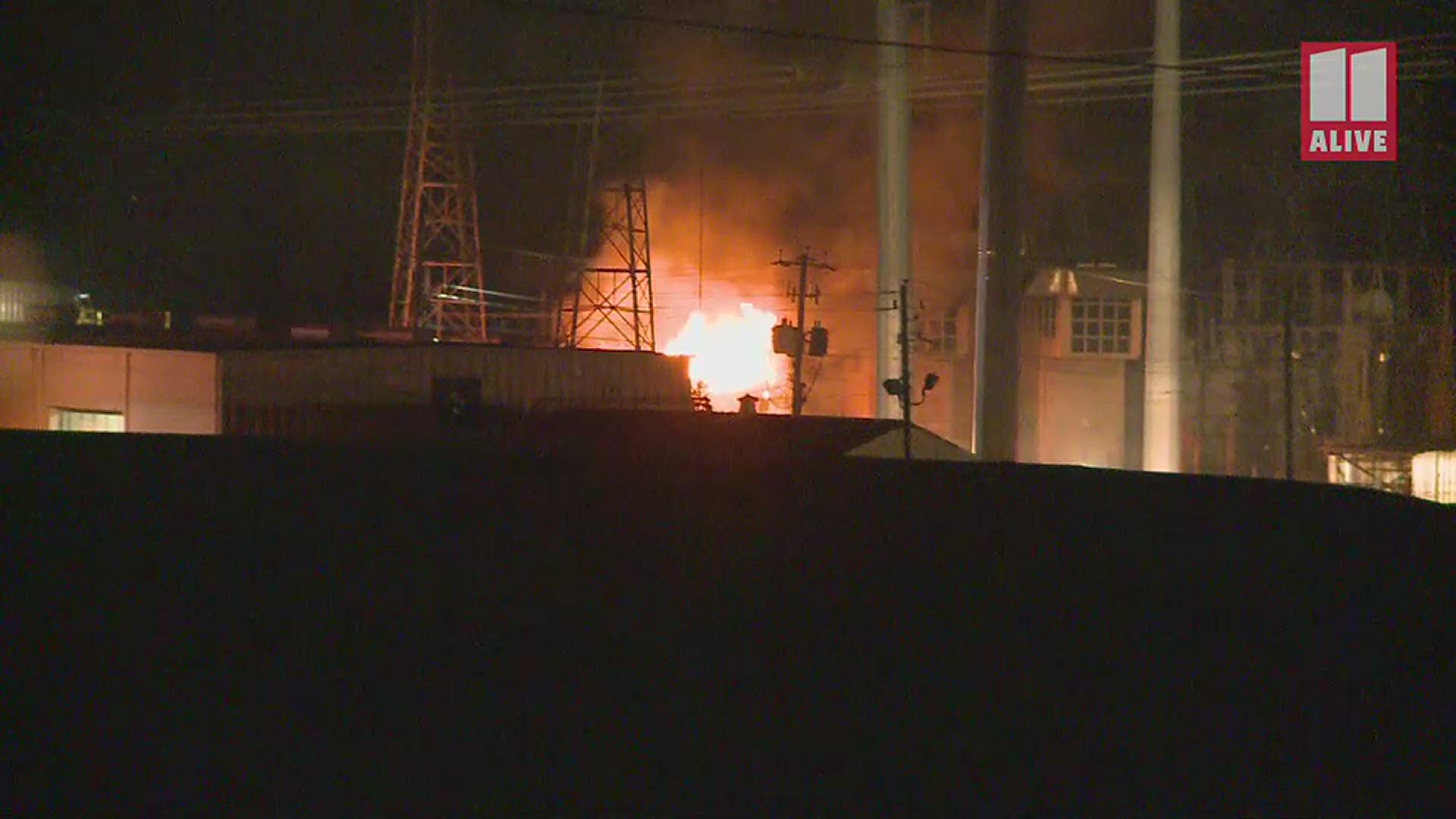 Georgia Power officials said a fire in a switchyard at Plant McDonough in Smyrna was brought under control late Sunday after loud booms shook nearby residents.