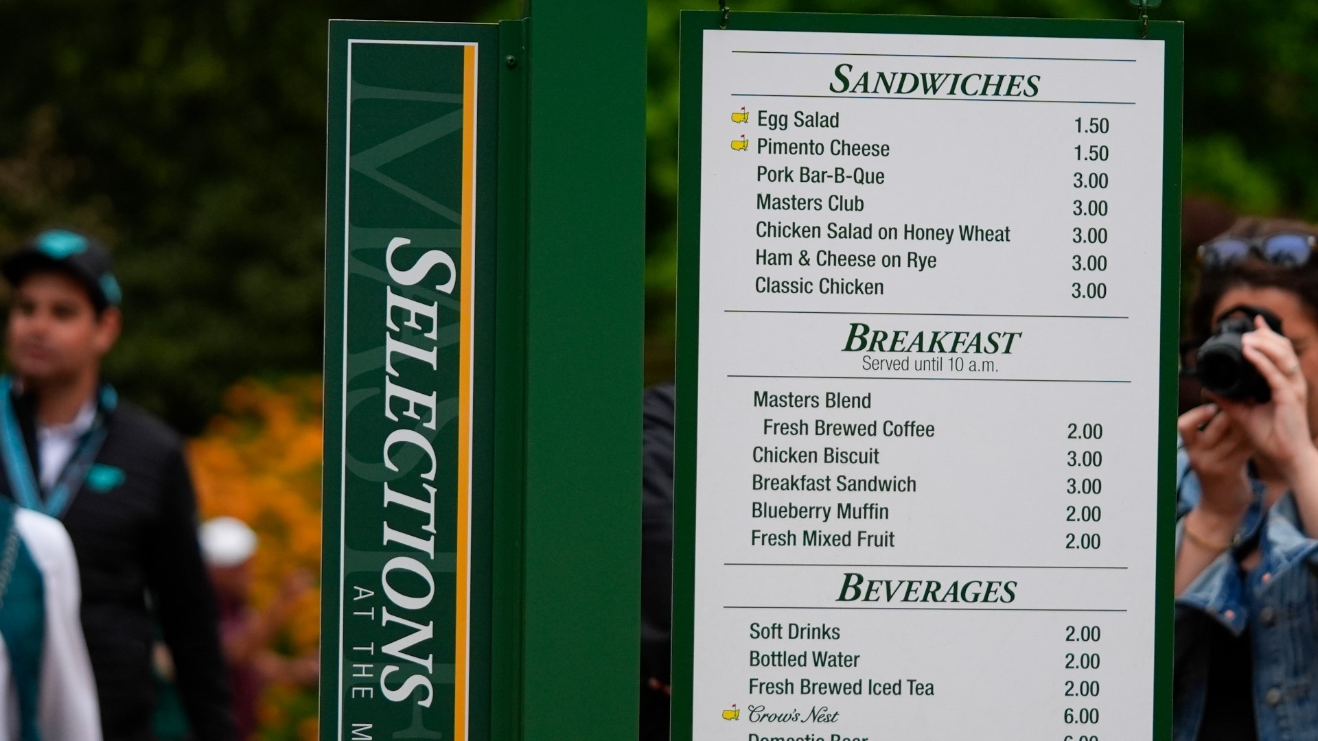 Masters' menu still affordable amid inflation