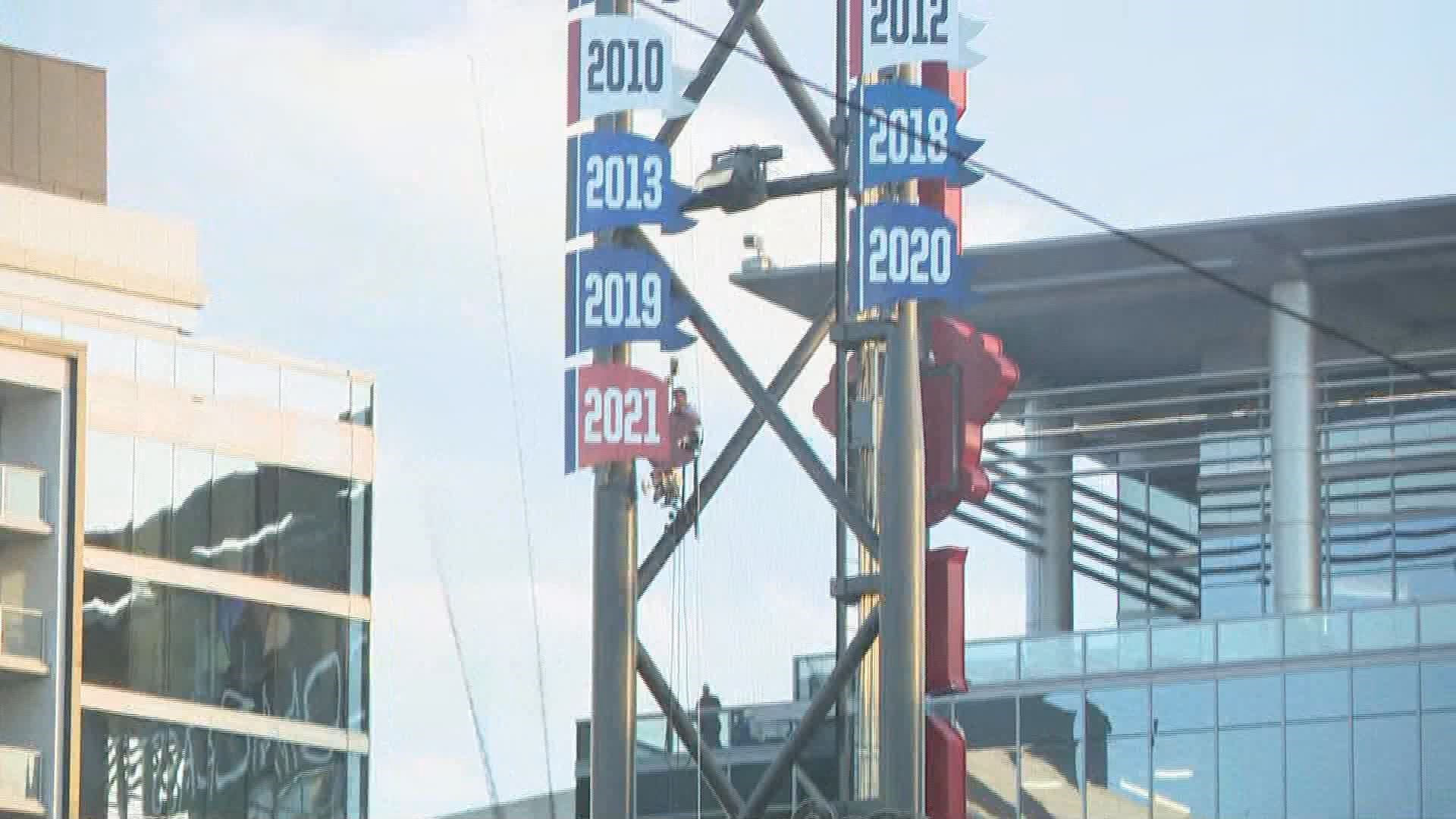 On Opening Day of the season, the Braves unveiled the 2021 World Series pennant.