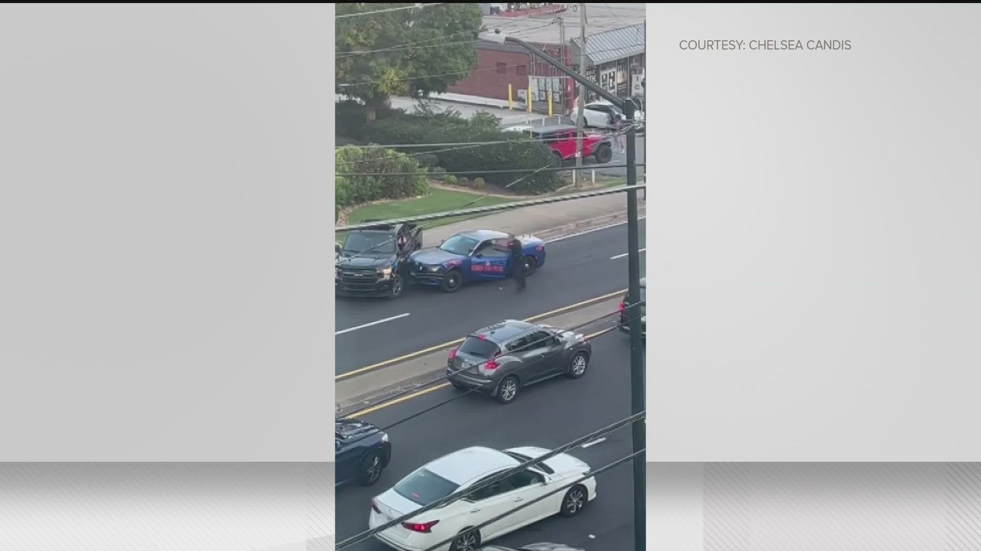 A video sent in by an 11Alive viewer shows the entire scene unfold as the trooper hits the pickup truck and makes the arrest.